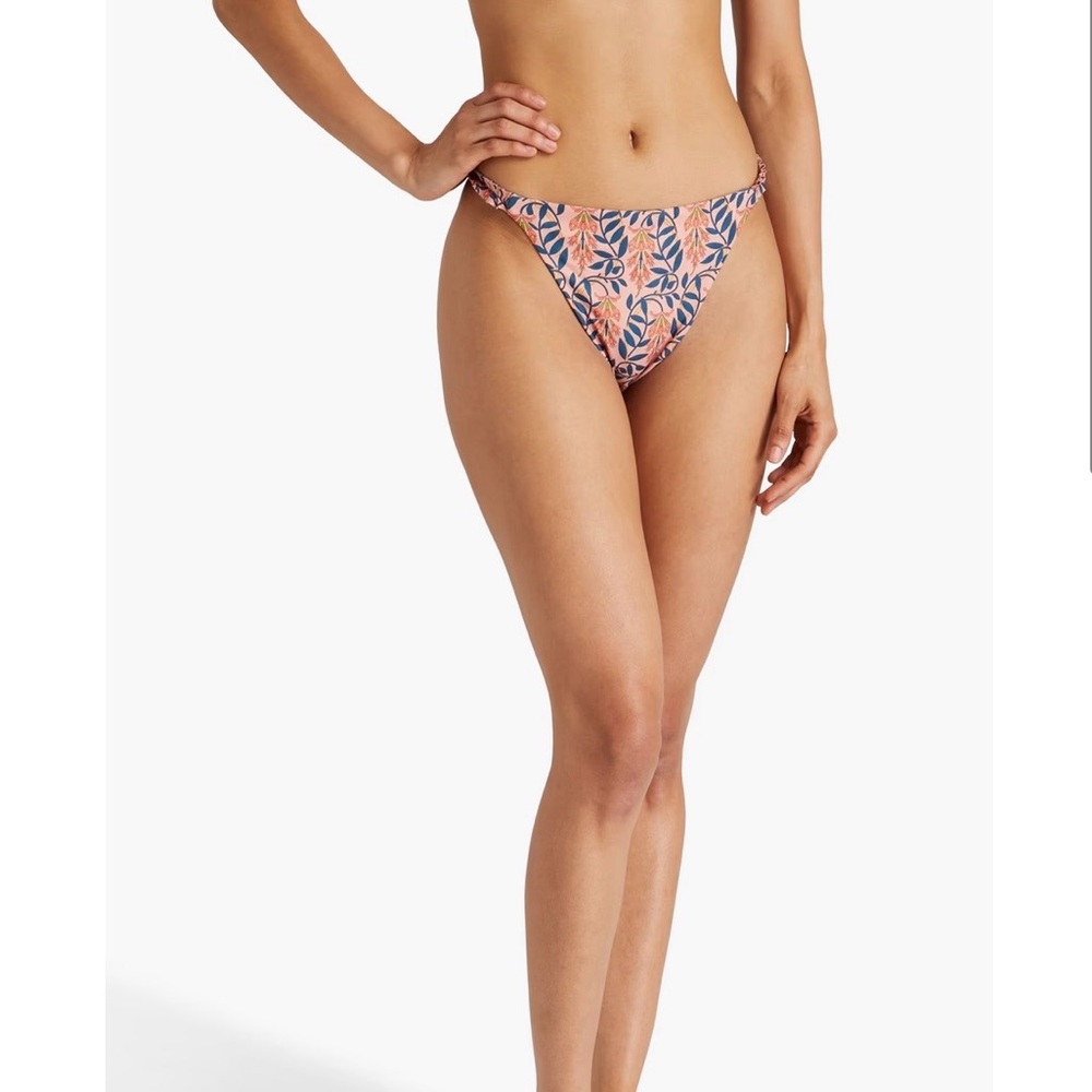 Agua by Agua Bendita Pink and Blue Leaf Print Bikini bottom